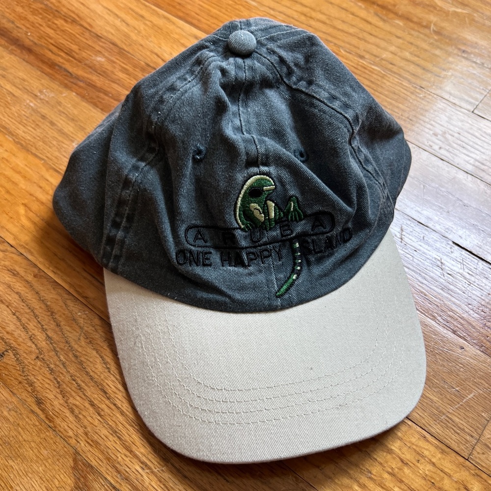 Vintage-style embroidered Aruba hat - chambray & khaki color - never worn!
